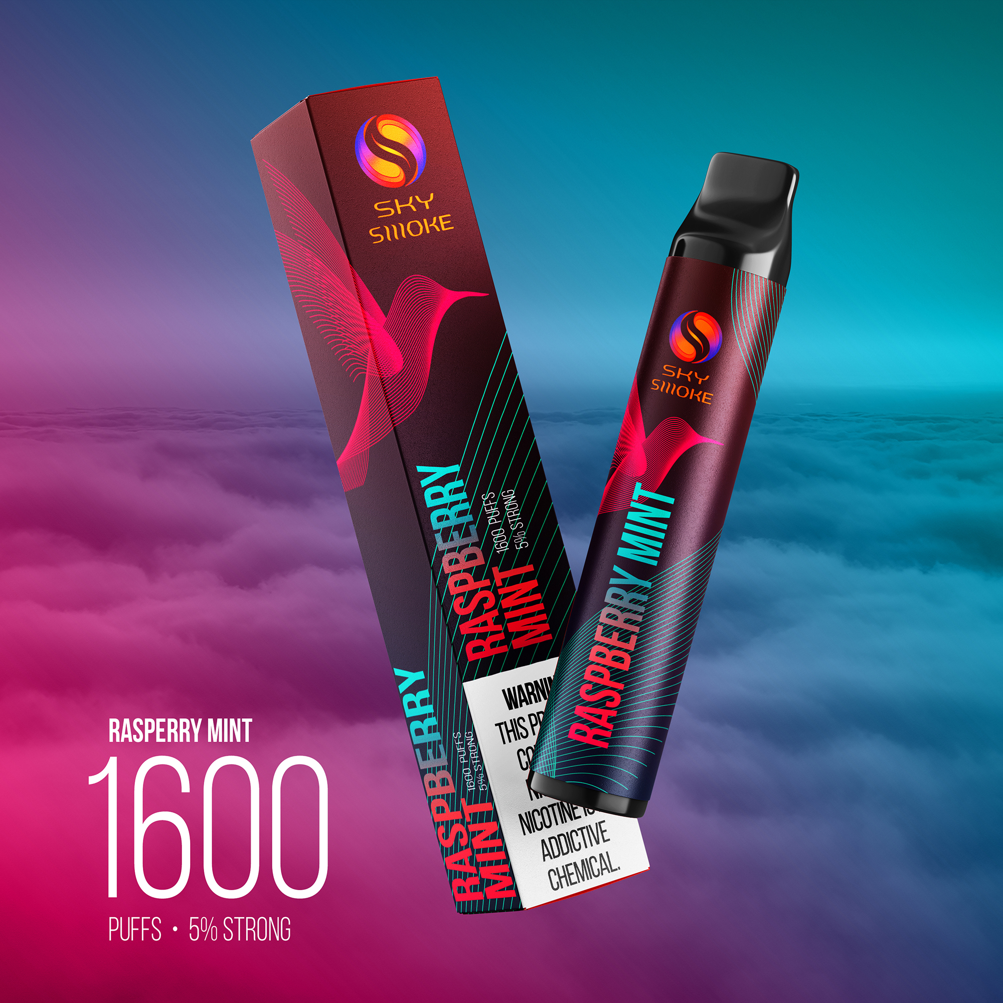 SKY SMOKE 1600 Raspberry Mint / Малиновая Мята